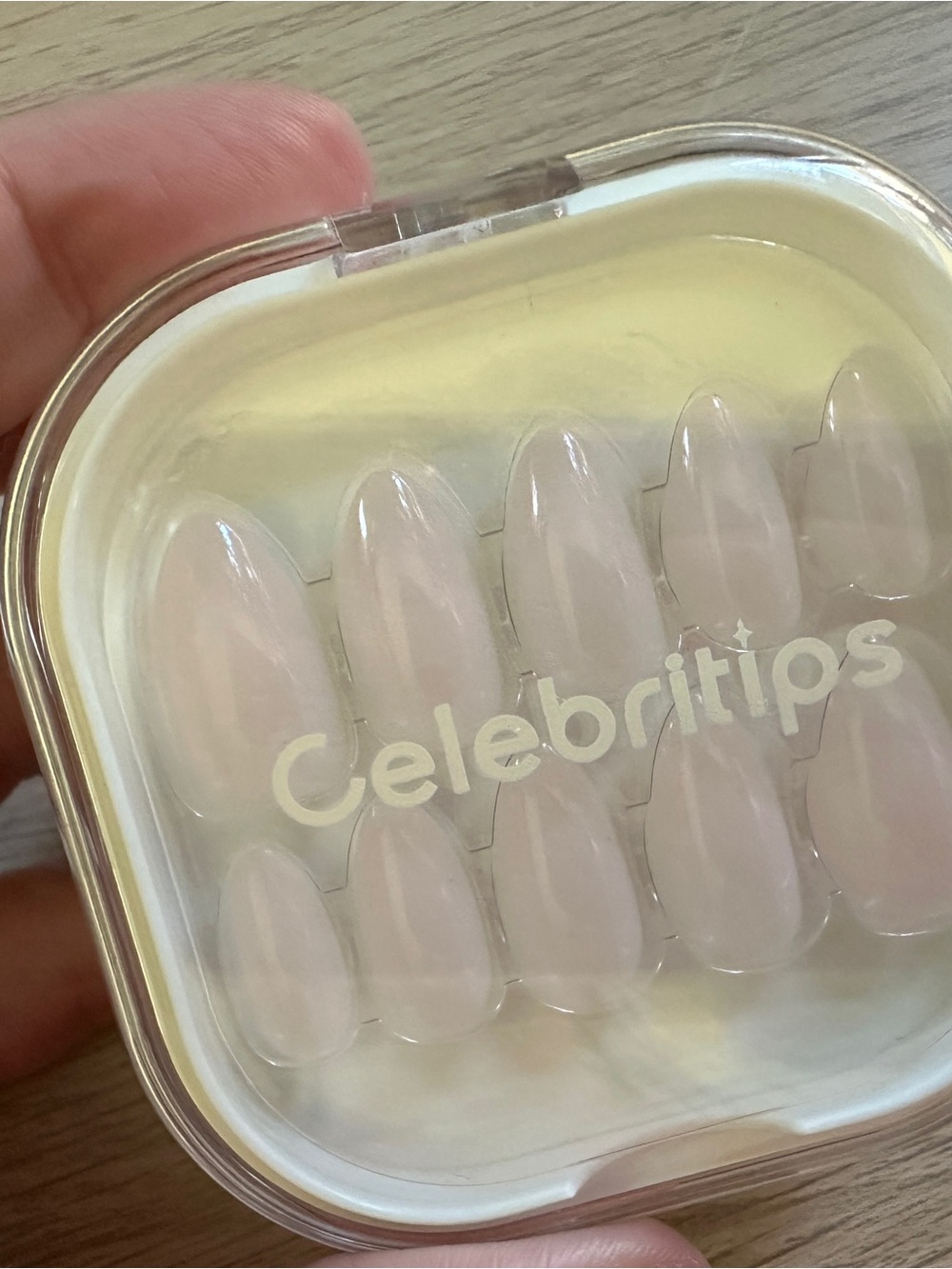 Celebritips press-on nails in sheer pink color, NWOT, short almond shape